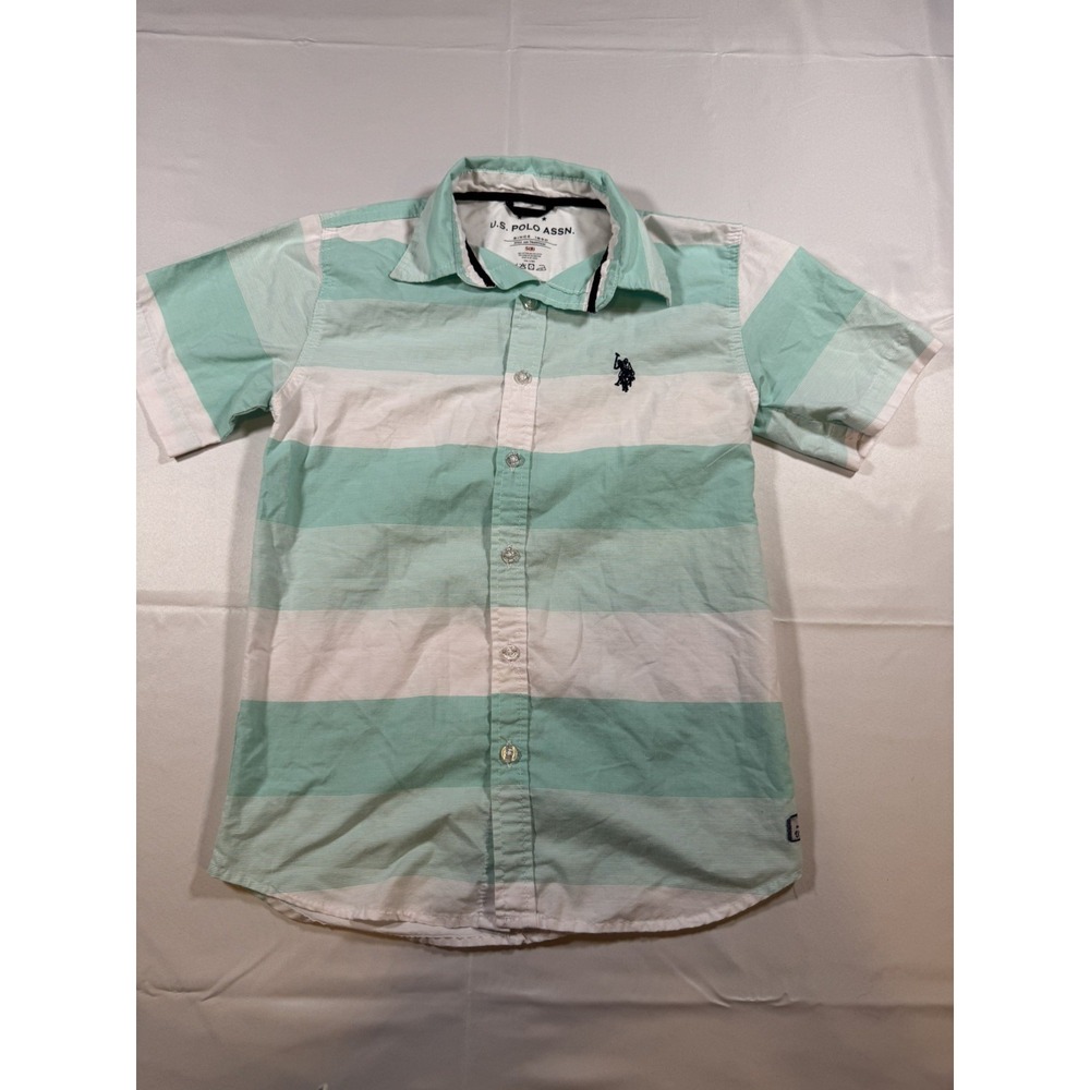 U.S. Polo Association Boy's Stripped Polo Shirt Classic Navy Small 8 Dressy